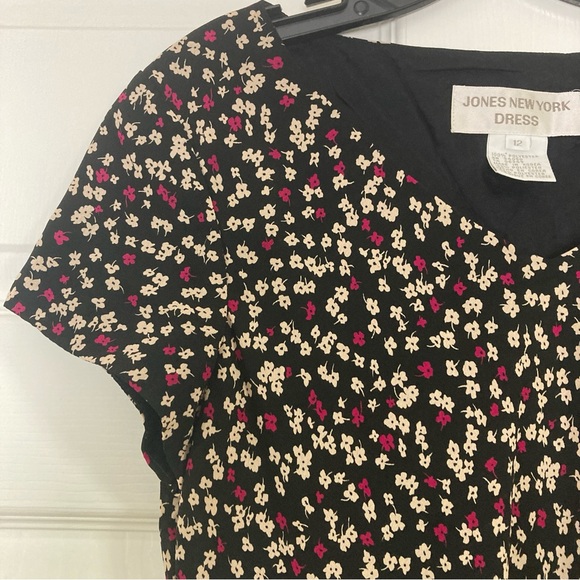 Jones New York Dress Size 12 Floral Cap Sleeve V  Neck - Picture 4 of 16